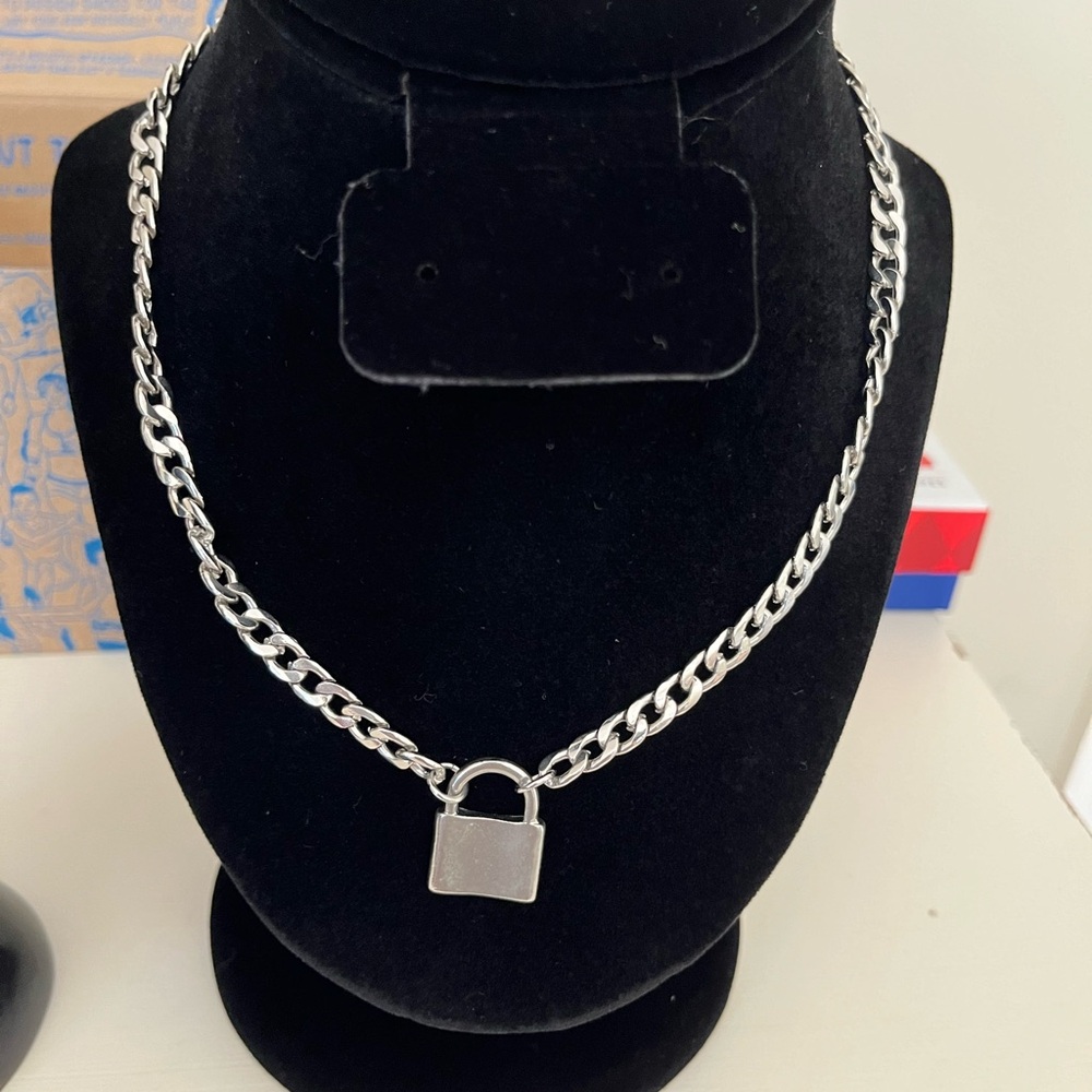 Sterling Silver Lock Necklace